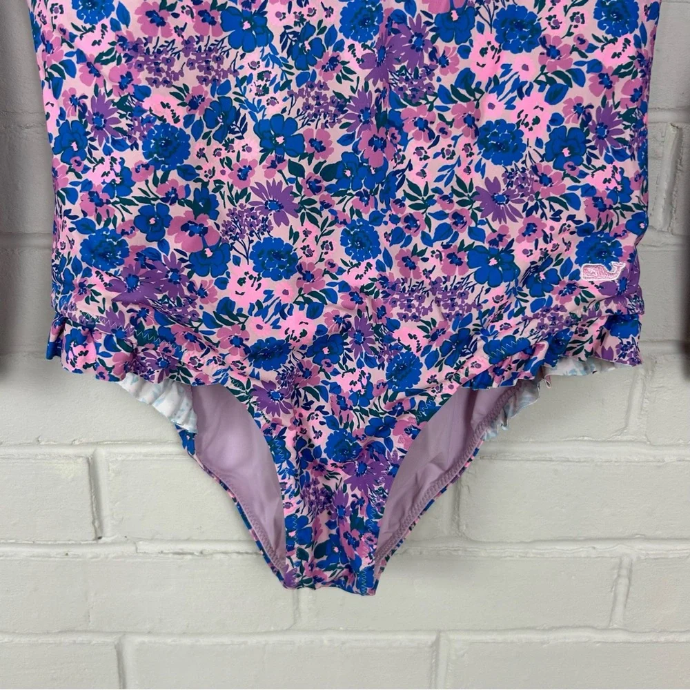 Vineyard Vines Girls Floral Long Sleeve One Piece Swimsuit Size M 12-14